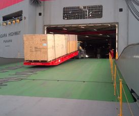 roll trailer on RoRo vessel